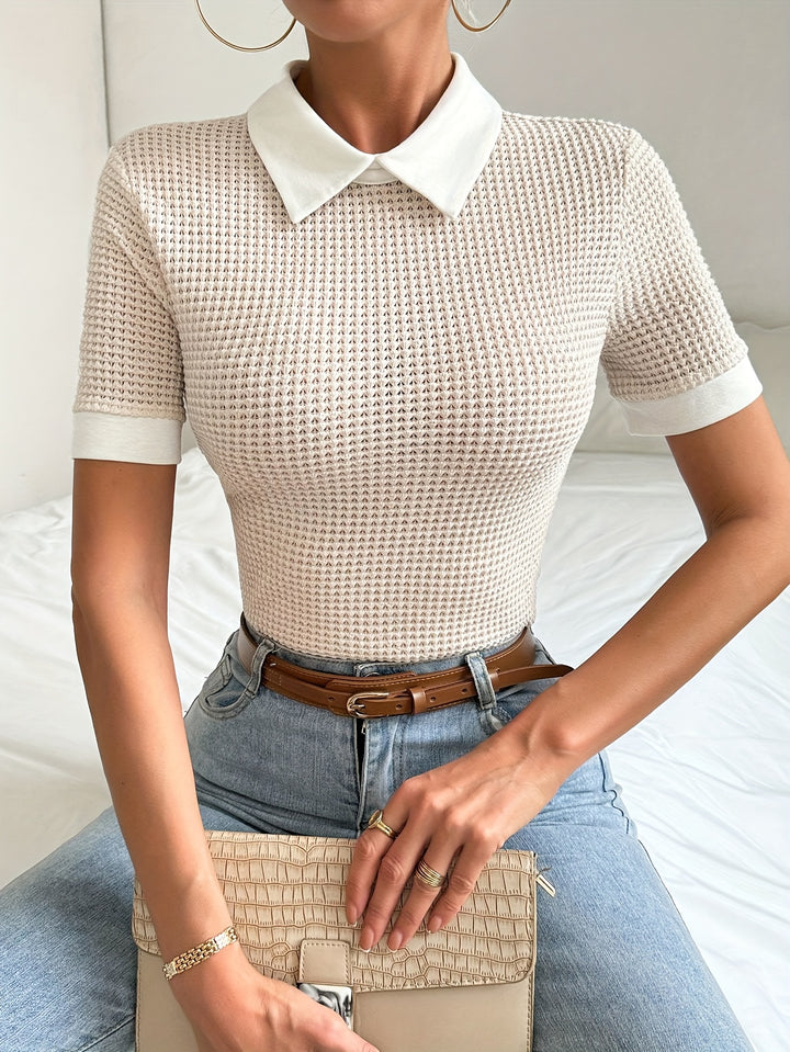 Helena | Contrast Collar Knit Top