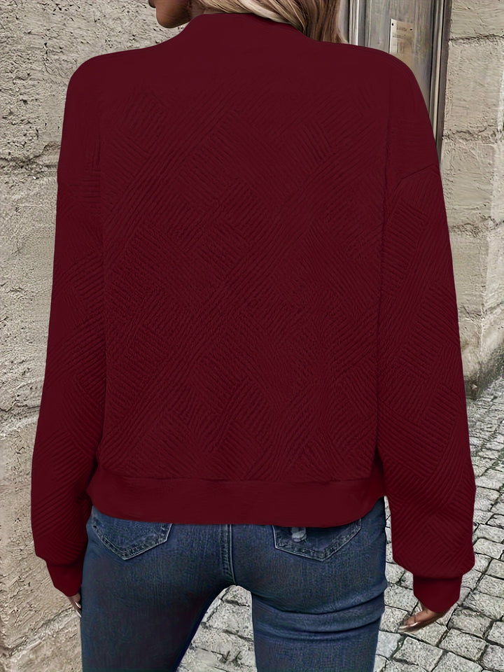 Delia | Textured Zip-Up Bomber Jacket