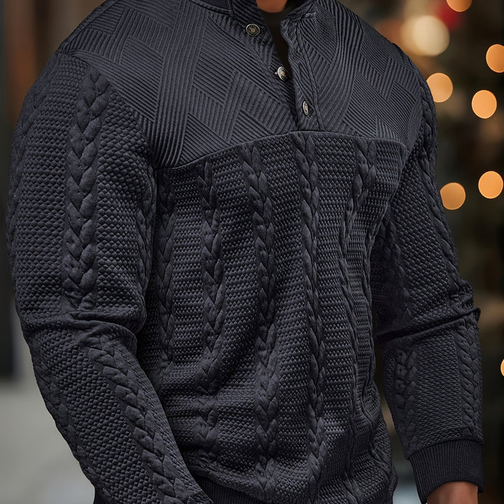 Malcolm | Textured Button-Neck Henley