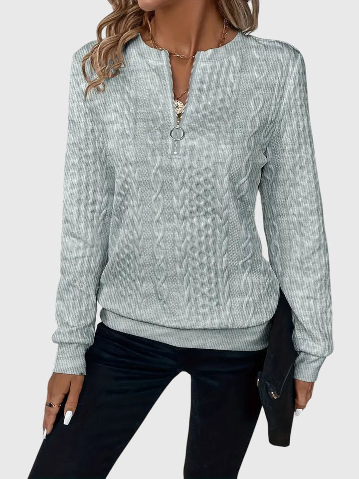 Violet | Textured Zip-Neck Sweater