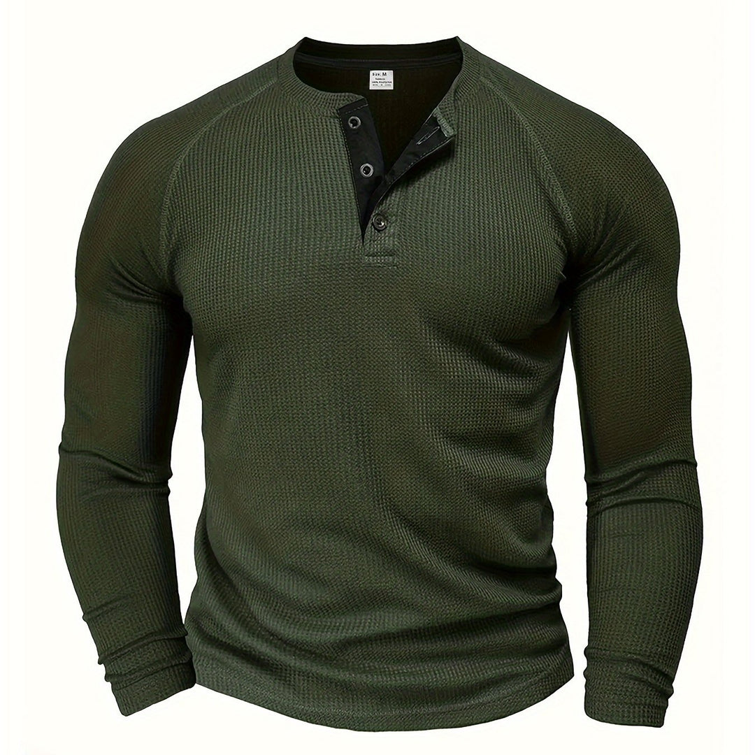 Roland | Textured Button-Placket Long-Sleeve Top