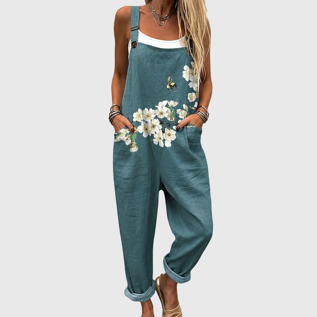 Eulalia | Relaxed Floral Dungaree Jumpsuit