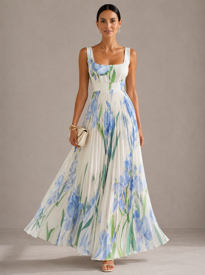 Ariadne | Floral Pleated Maxi Dress