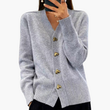 Loretta | Refined Heart-Button Cardigan