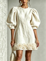 Wren | Blossom-Hem Puff-Sleeve Mini Dress