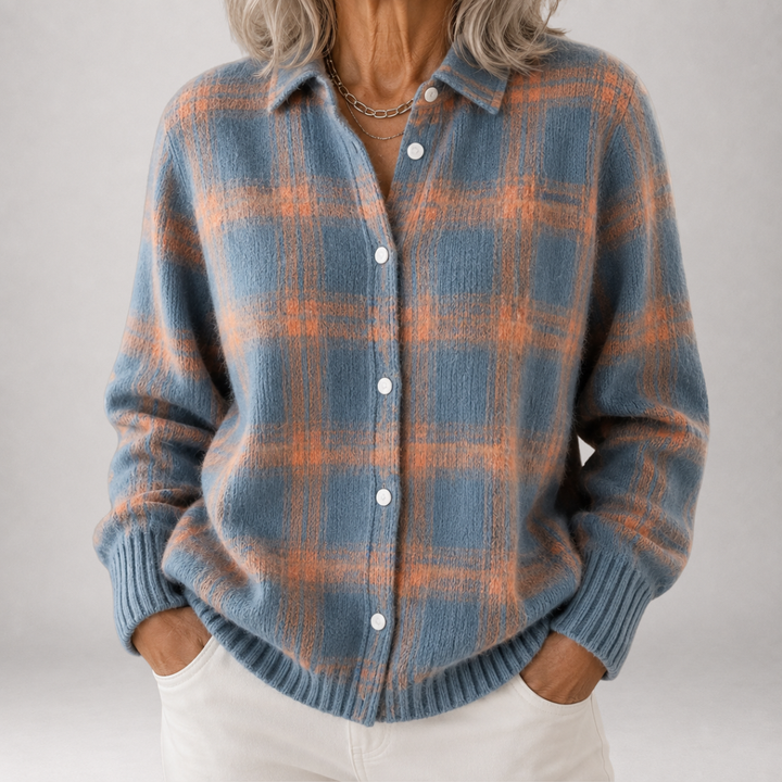 Wendy | Soft Checked Button Cardigan