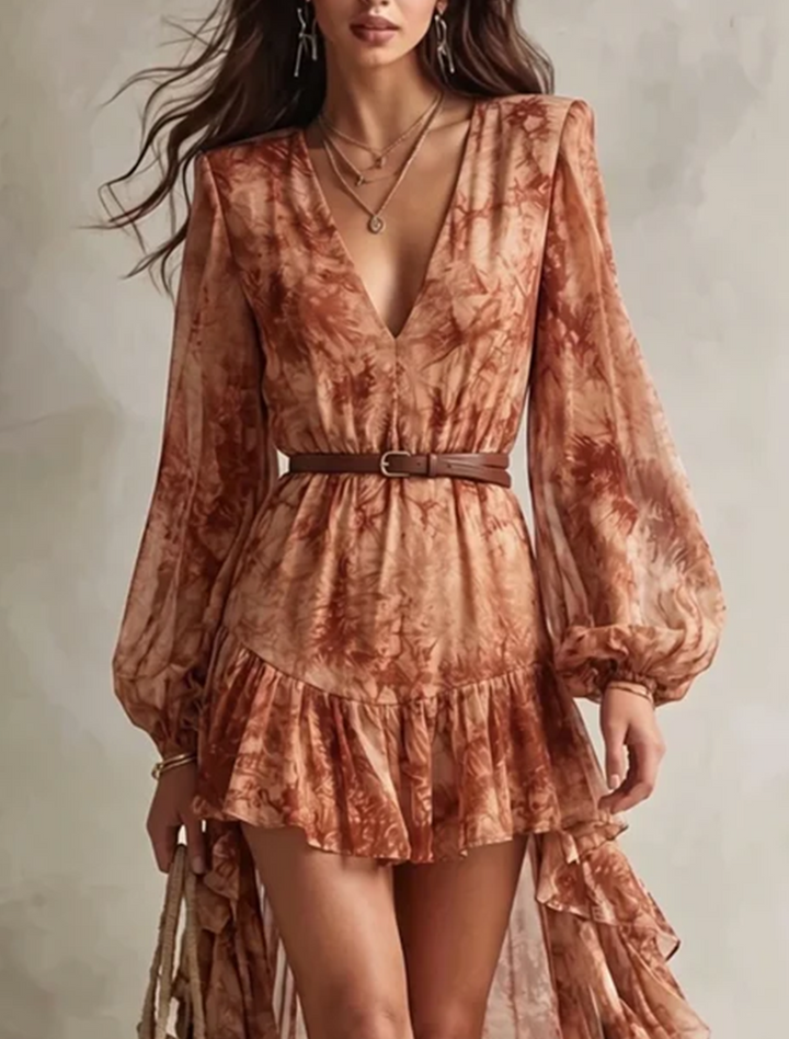 Roxane | Floral Balloon-Sleeve Mini Dress
