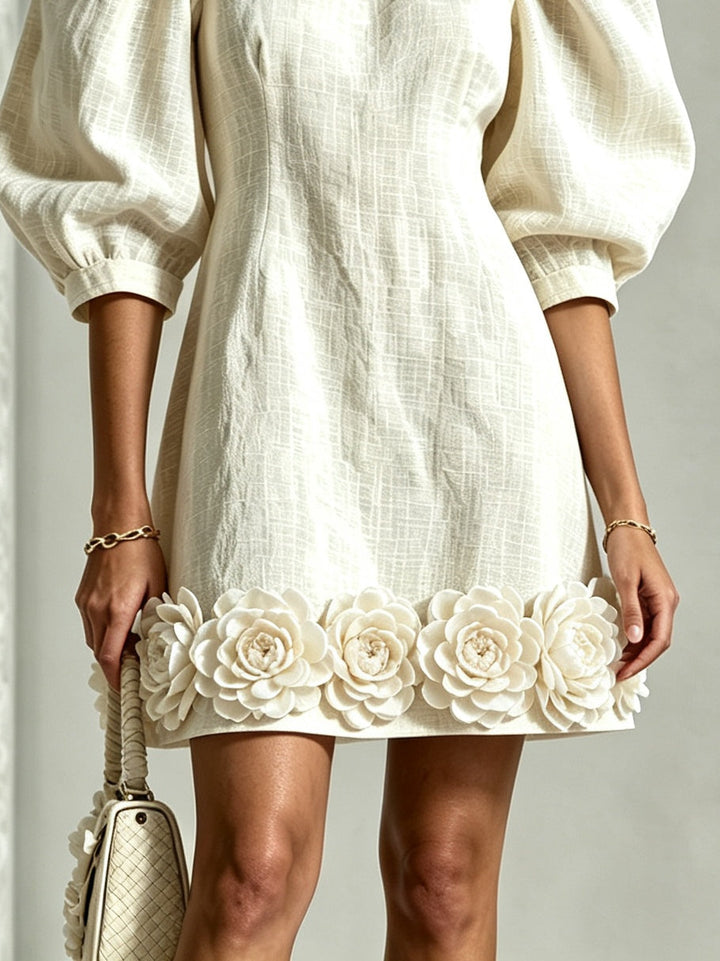 Wren | Blossom-Hem Puff-Sleeve Mini Dress
