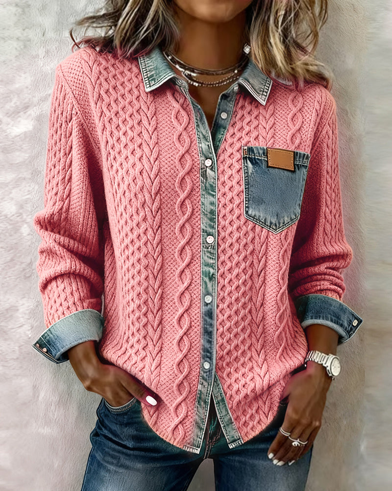 Doreen | Cable-Knit Button-Up Shirt