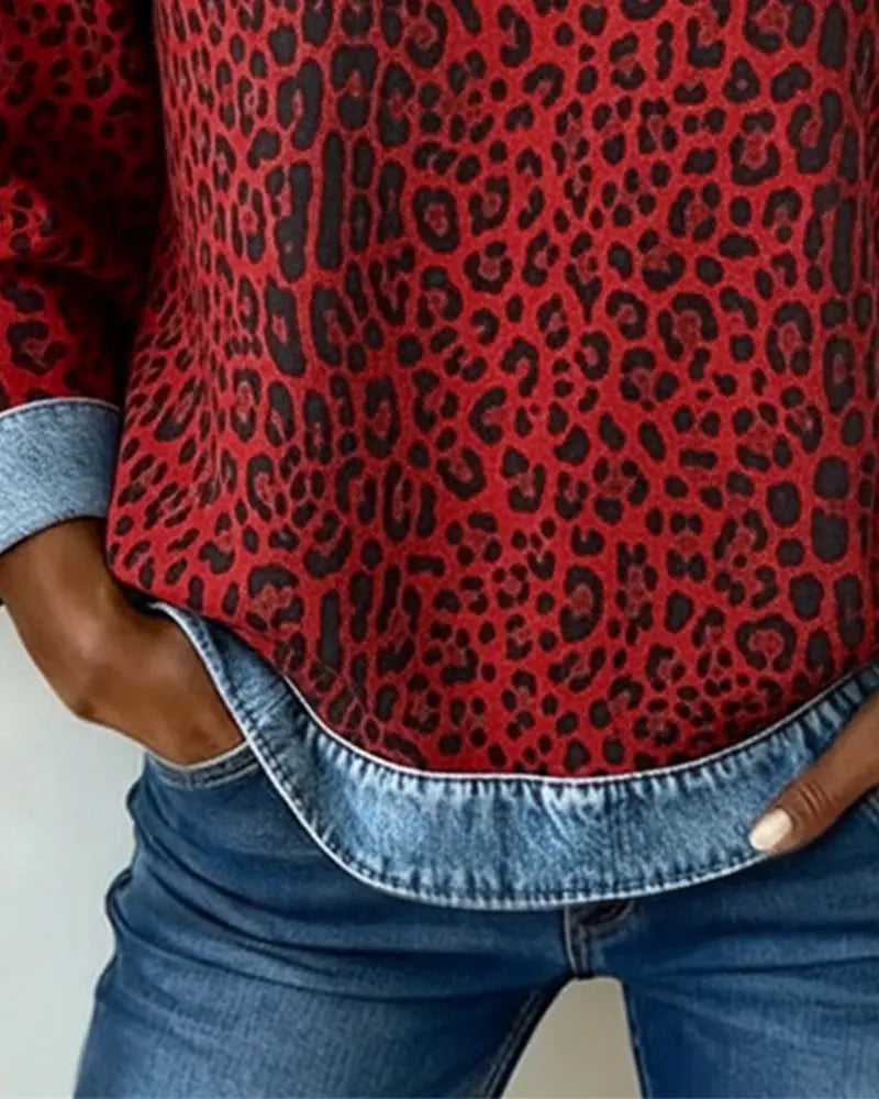 Charmaine | Leopard Patchwork Contrast Sweater