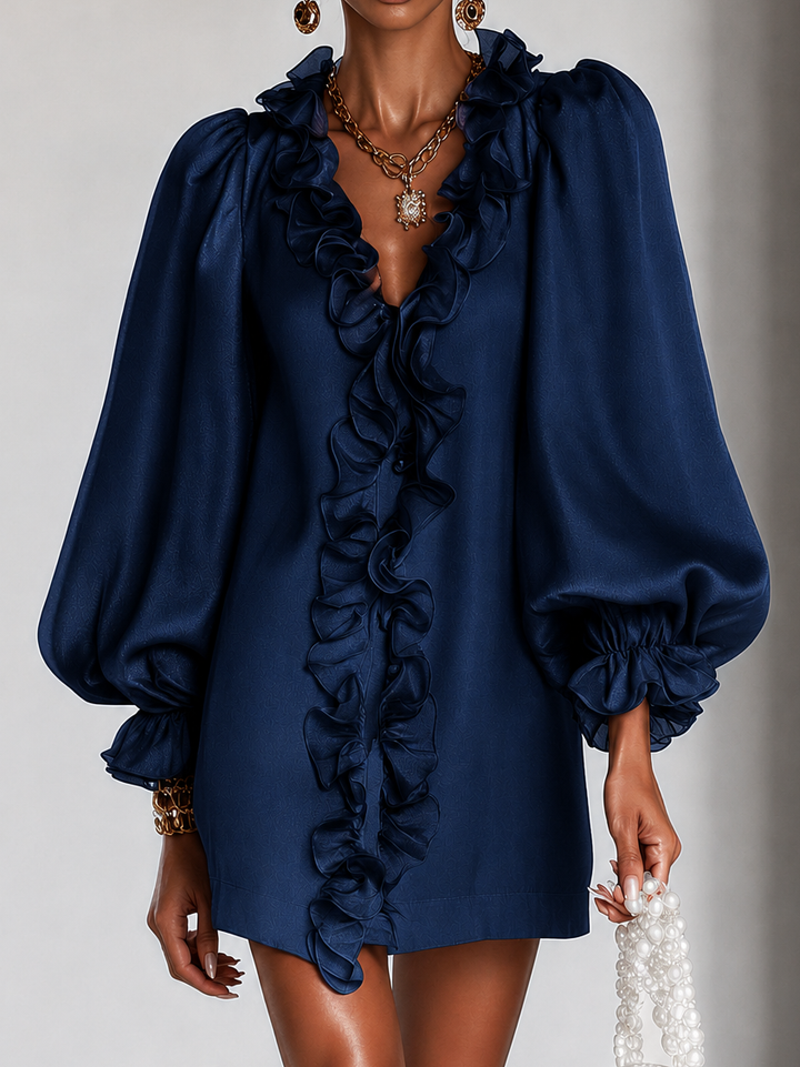 Annabel | Ruffled Puff-Sleeve Mini Dress