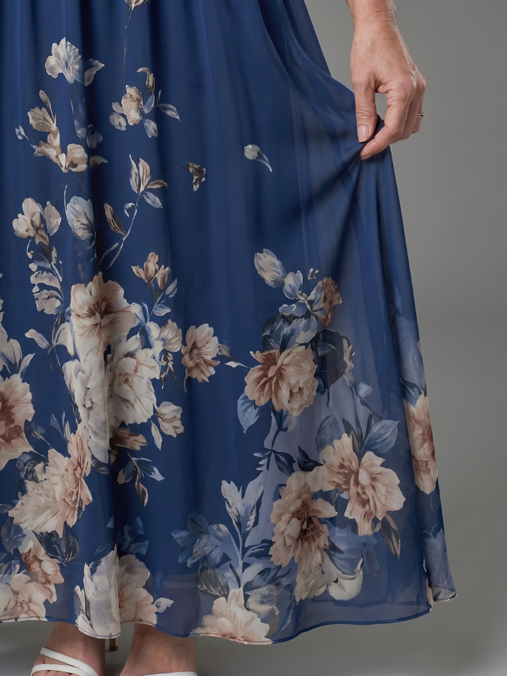 Danielle | Sleeveless Floral-Hem Midi Dress