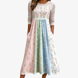 Letitia | Pastel Panelled Floral Midi Dress