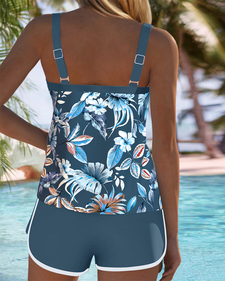Rosalind | Floral Scoop-Neck Tankini Set
