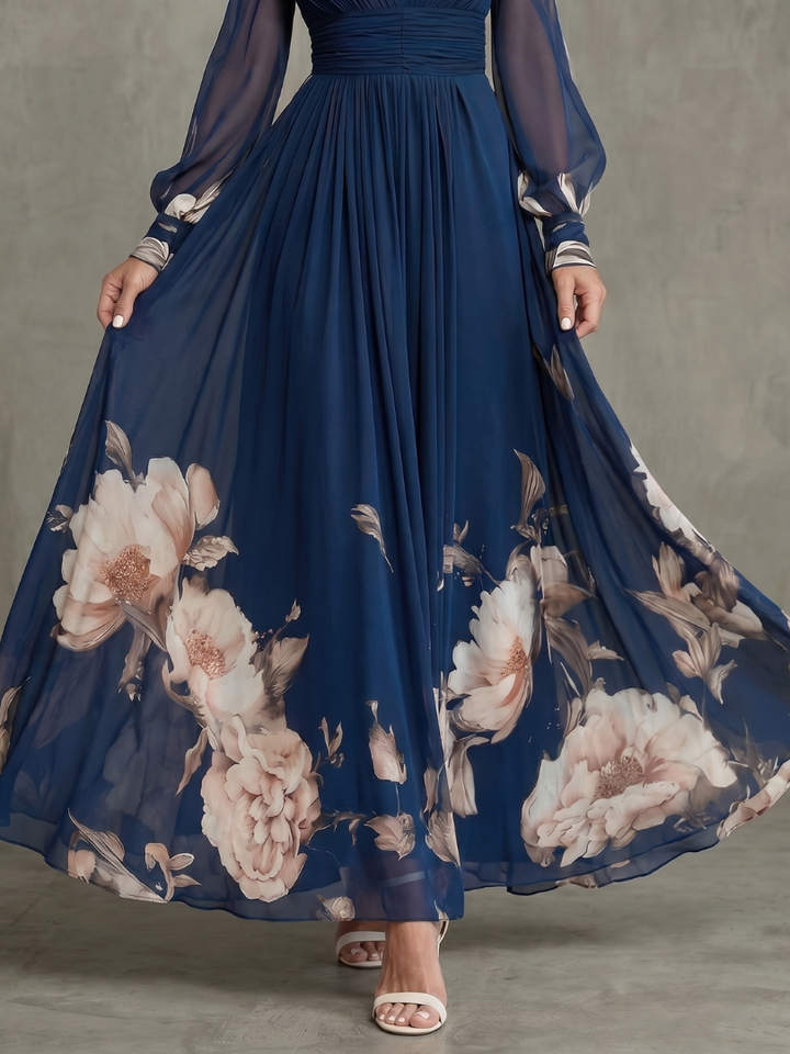 Delilah | Pleated Floral-Hem Maxi Dress