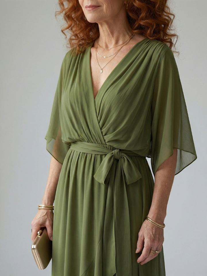 Diana | Flowing Drape Midi Dress