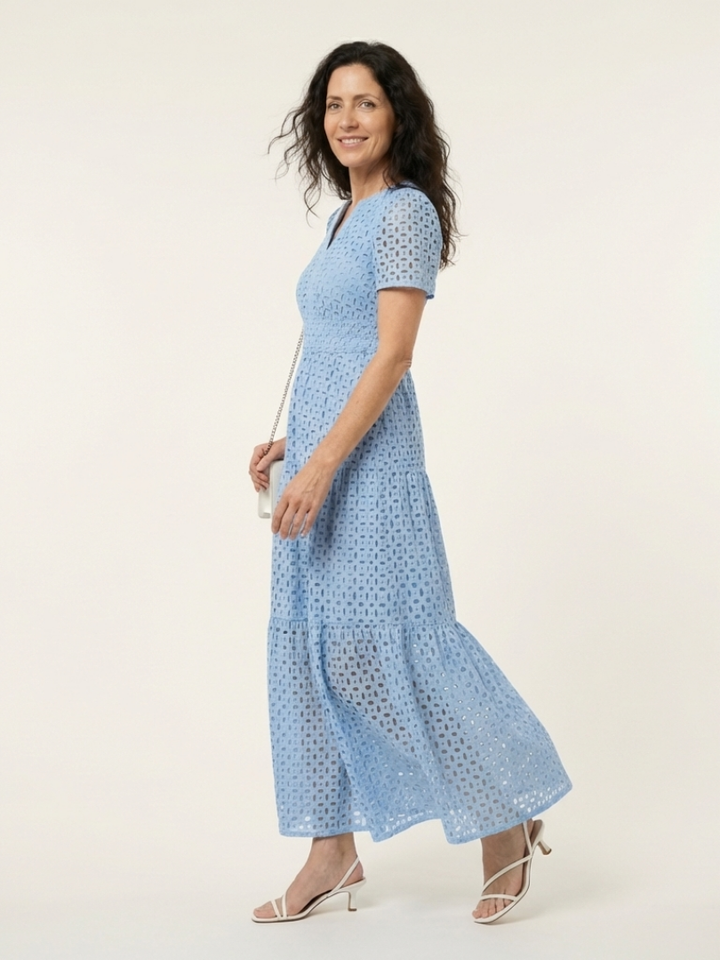 Rosalyn | Tiered Flutter-Sleeve Midi Dress