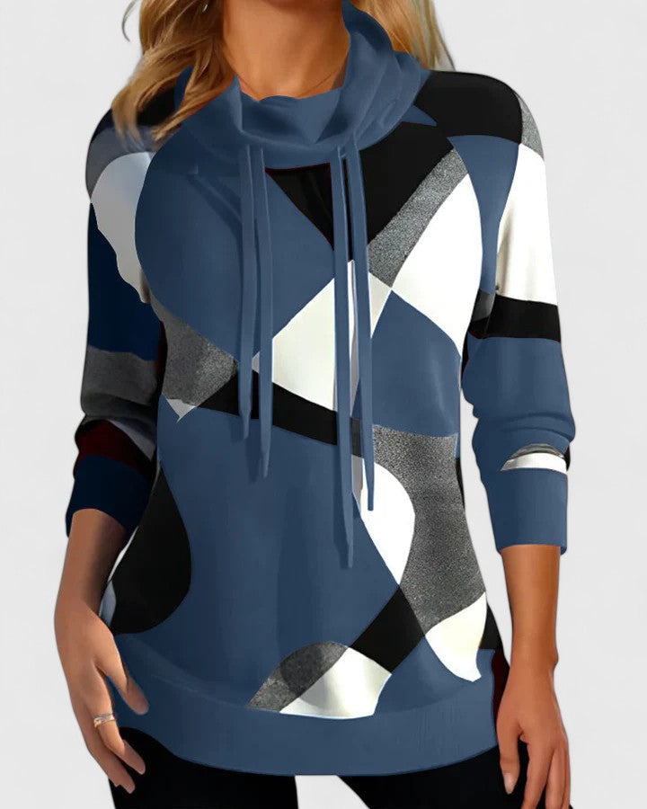 Kendra | Geometric Cowl-Neck Sweater