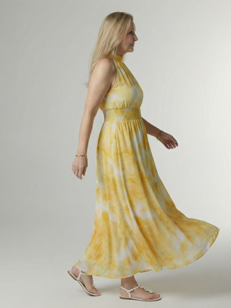 Faye | Gathered Halter Midi Dress