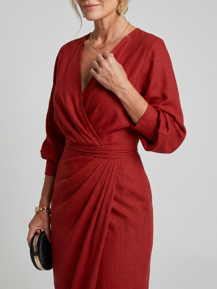 Cecilia | Draped Wrap Midi Dress