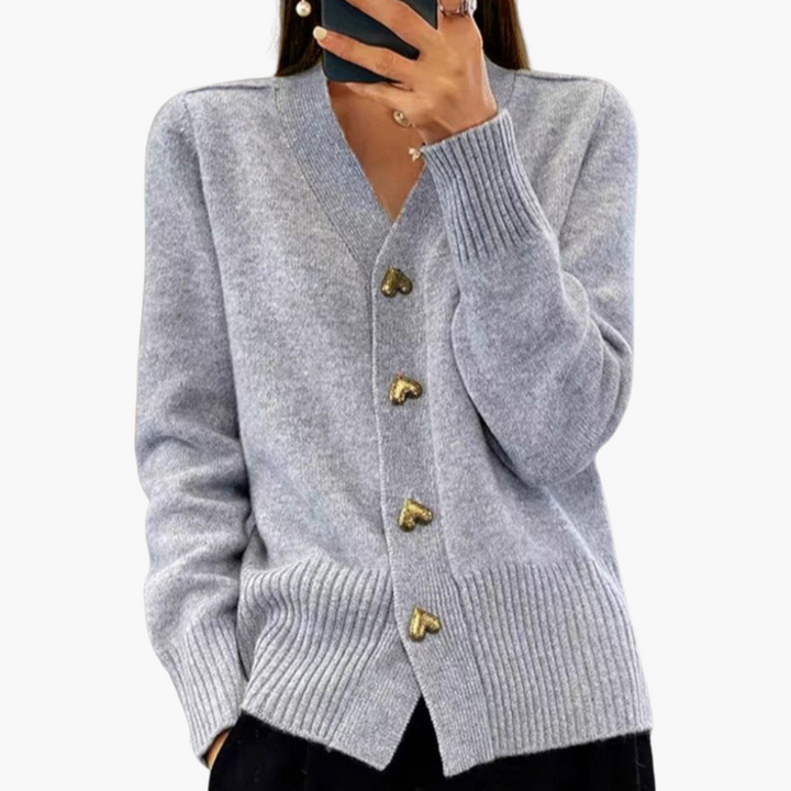 Prudence | Elegant Heart-Button Cardigan