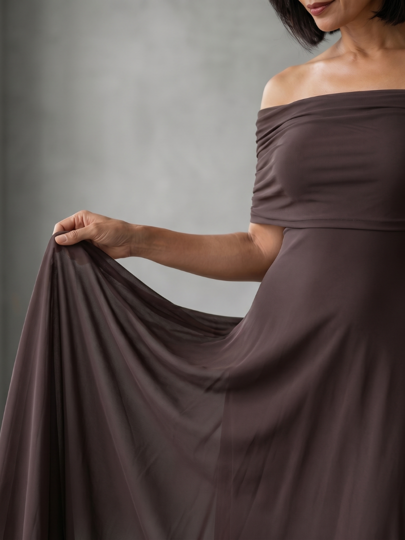 Nerissa | Off-Shoulder Draped Midi Dress