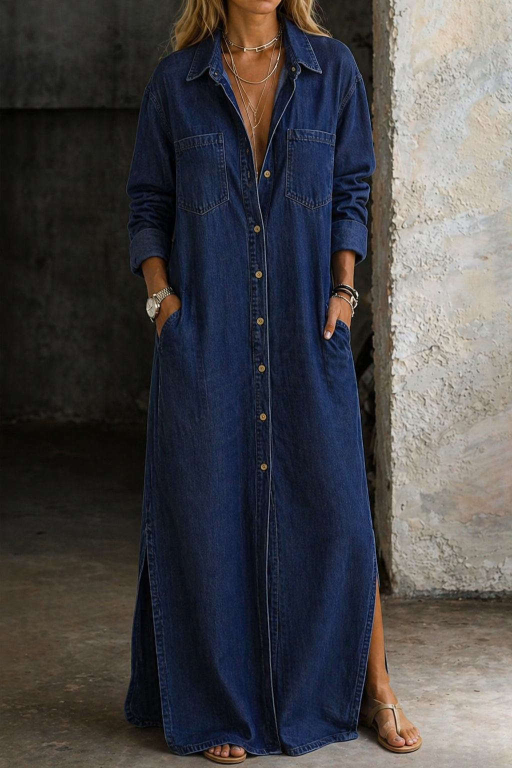 Gemma | Relaxed Button-Front Maxi Dress