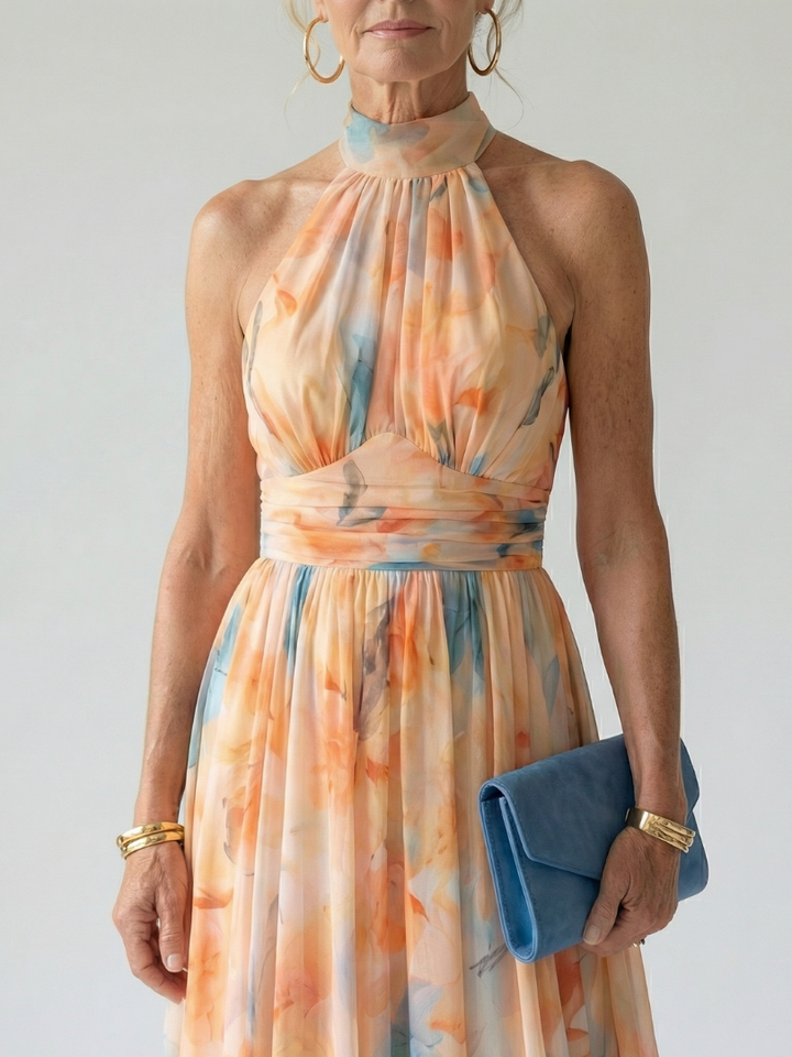 Belinda | Flowing Halter Midi Dress