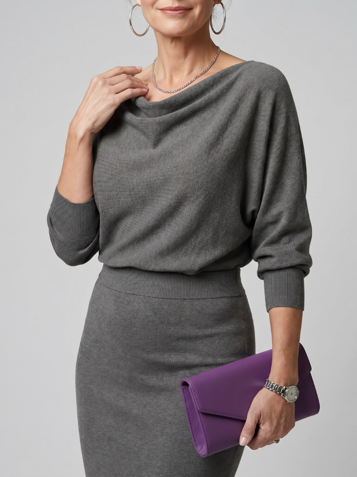 Aubrey | Draped Neck Midi Dress