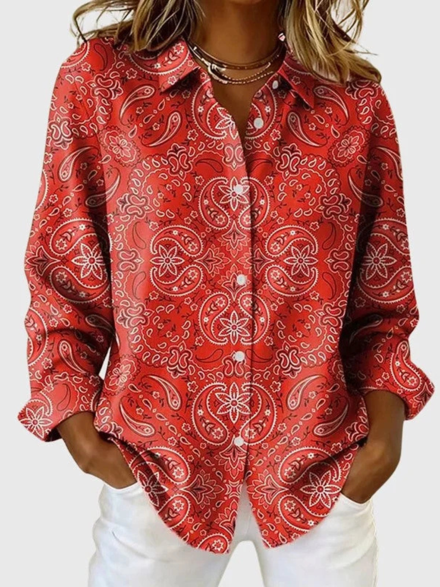 Rosemarie | Paisley Print Button-Up Blouse