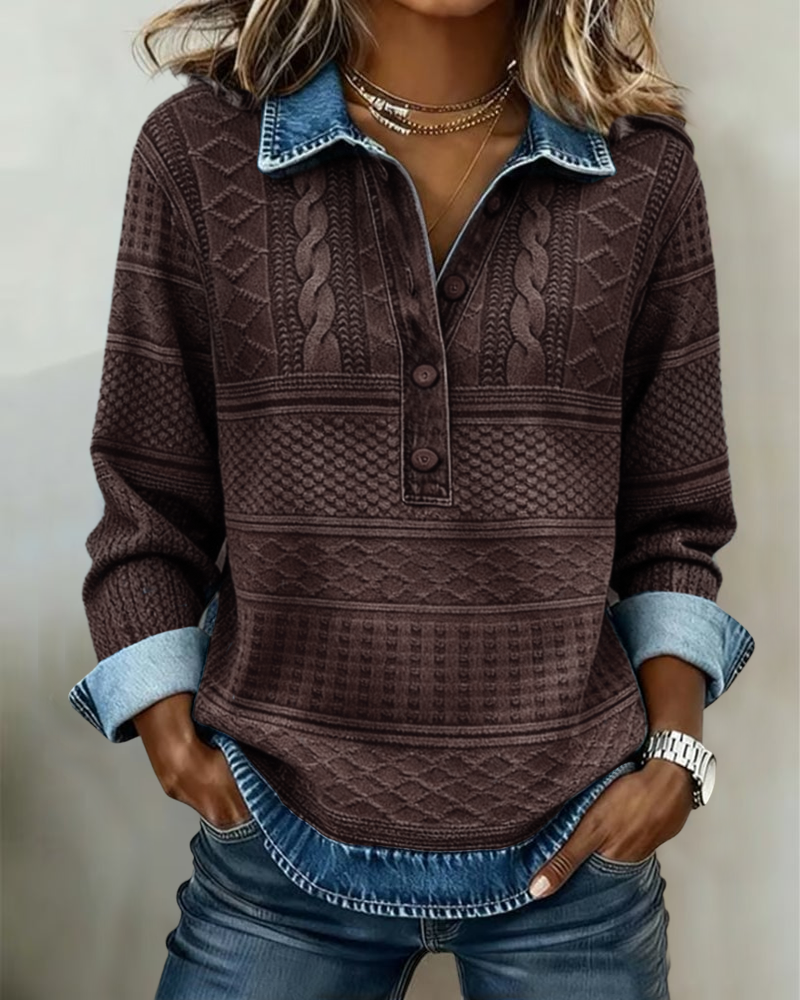 Gwen | Textured Collared Button Top