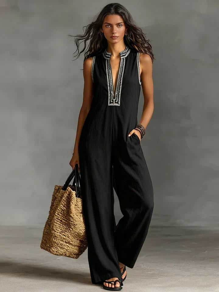 Romilly | Embroidered Wide-Leg Jumpsuit