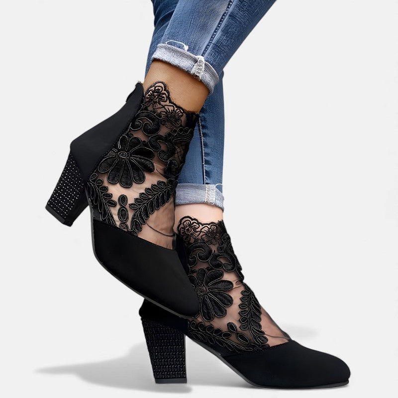 Henrietta | Floral Lace Ankle Boots