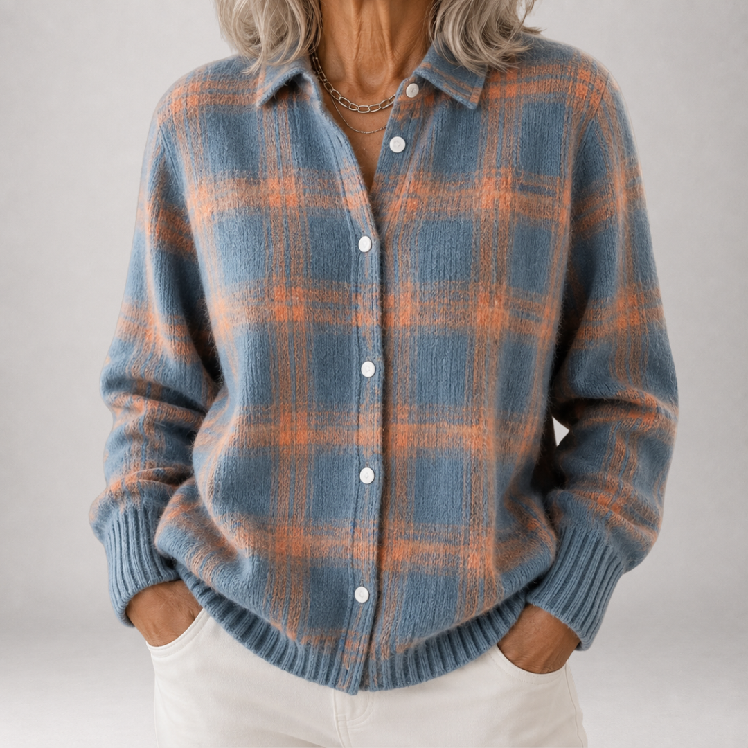 Wendy | Soft Checked Button Cardigan