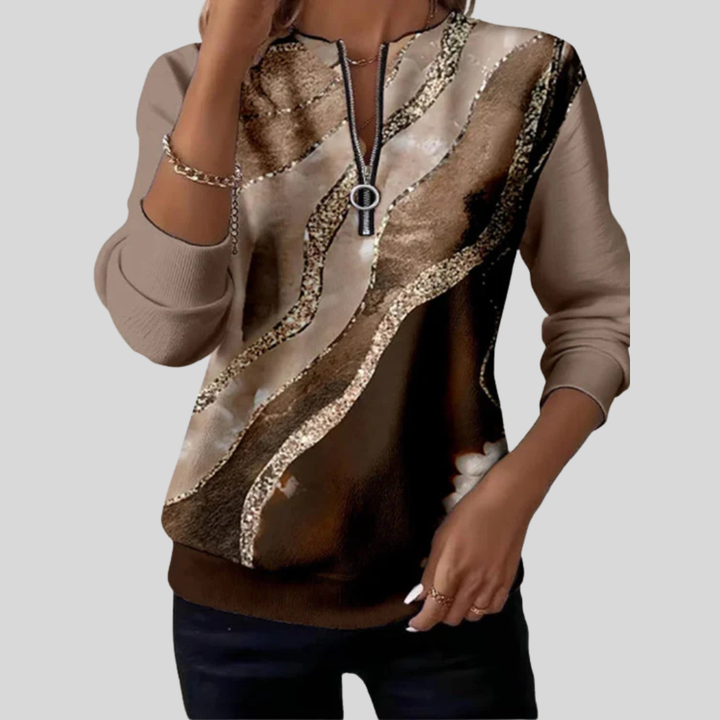 Felicia | Artful Zip-Neck Top