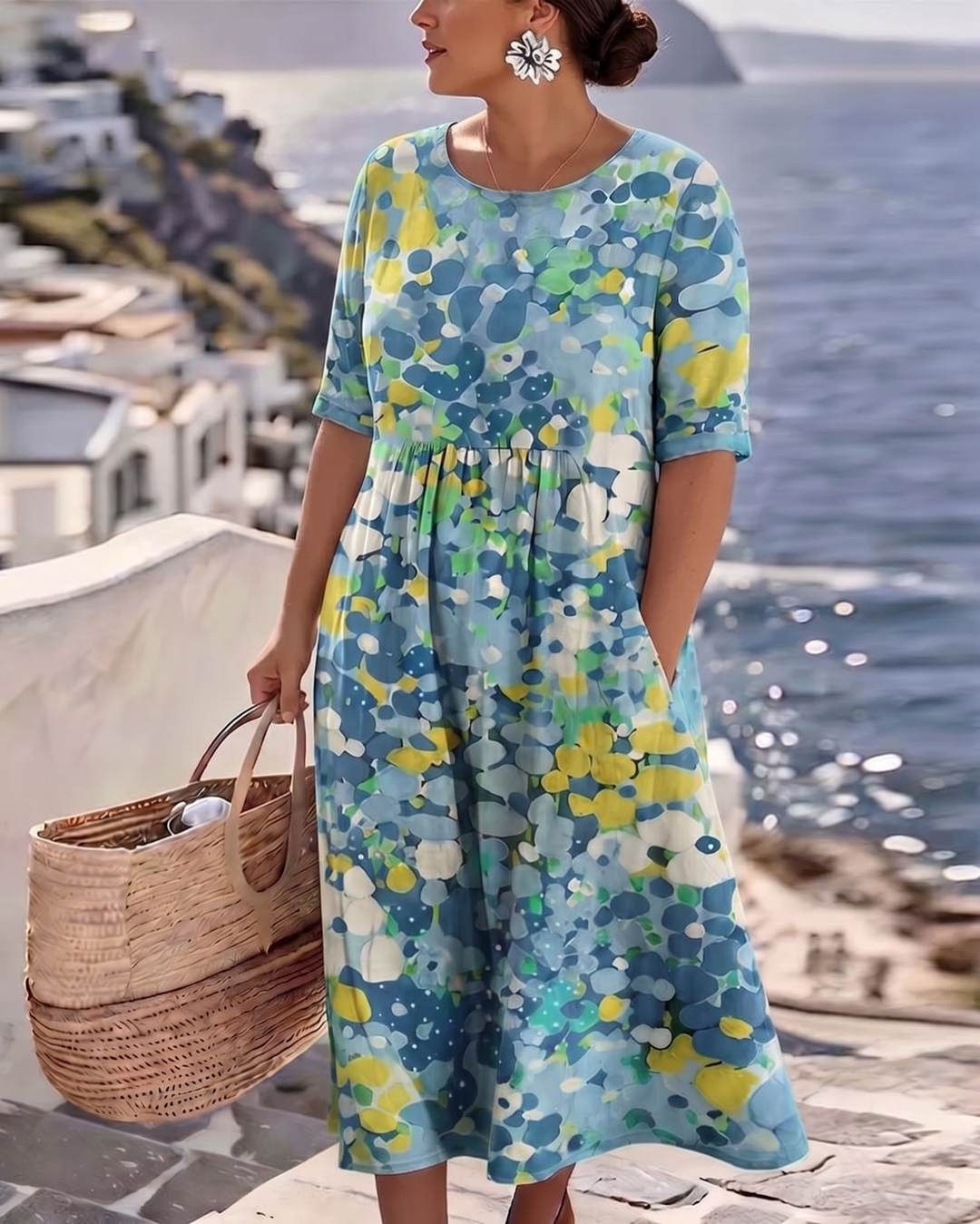 Sylvia | Blossom-Print Midi Dress