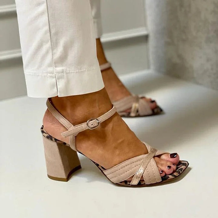 Lillian | Cross-Strap Block Heel Sandals