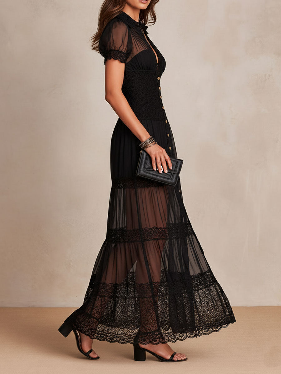 Rosaline | Lace-Trimmed Maxi Dress