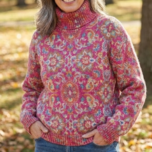 Emilia | Bohemian Patterned Turtleneck Jumper