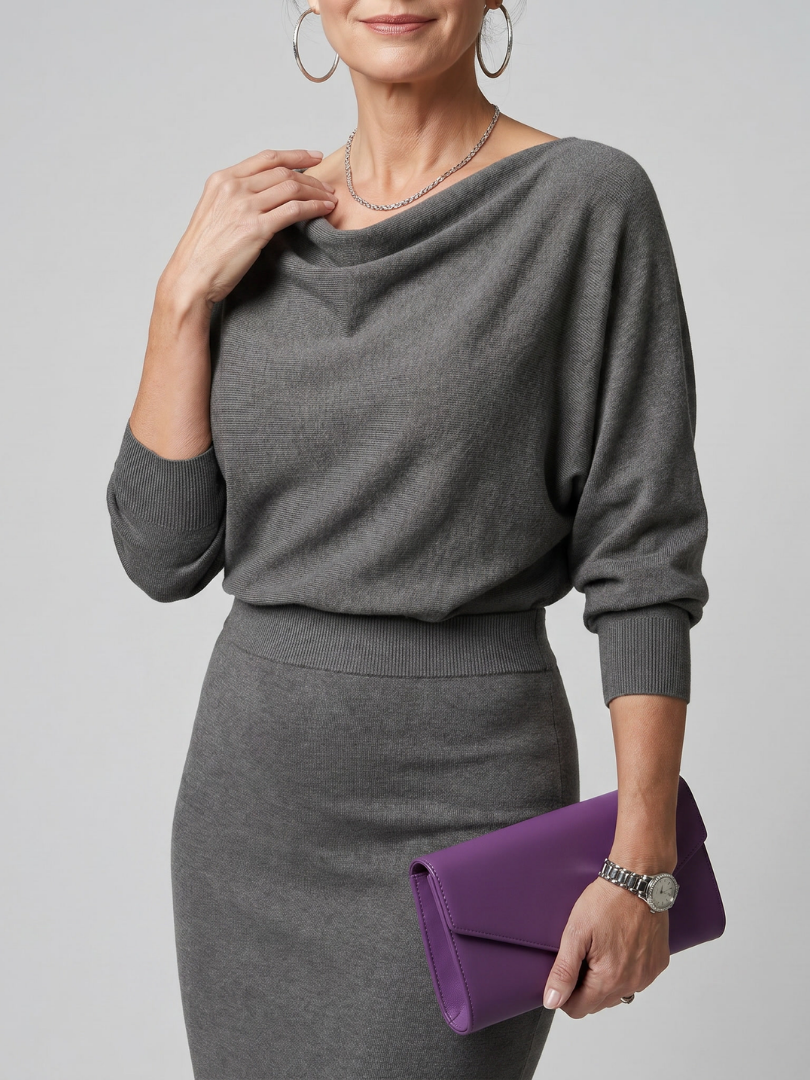 Bettany | Draped Cowl-Neck Midi Dress