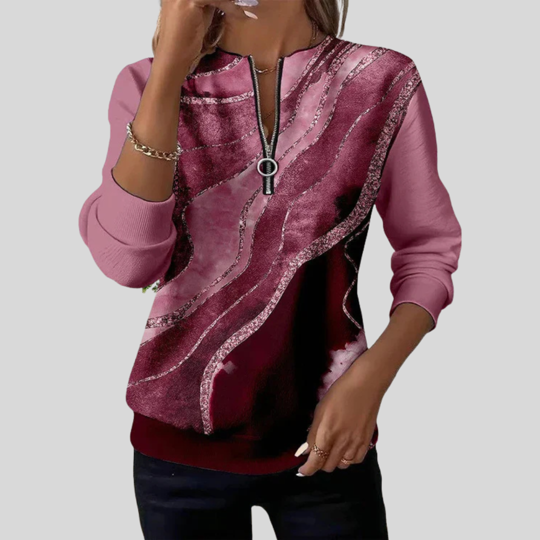 Felicia | Artful Zip-Neck Top