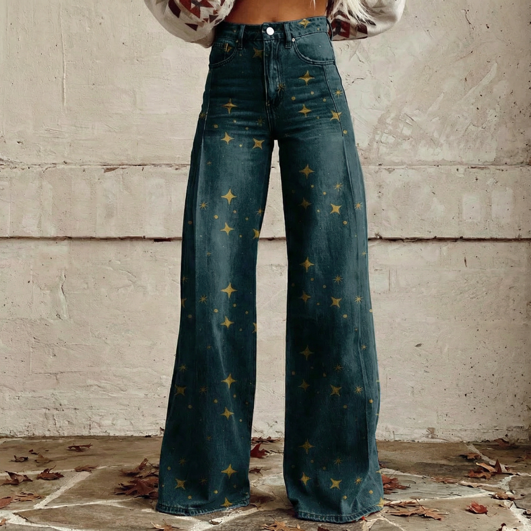 Stella | Wide-Leg Starprint Trousers