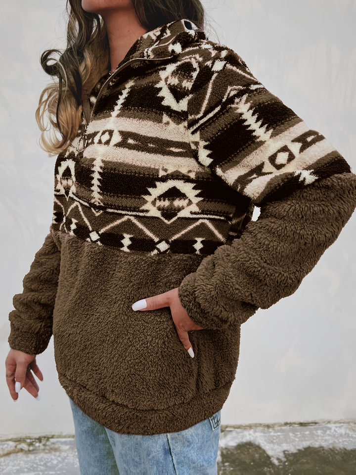 Coralie | Aztec-Pattern Half-Zip Pullover