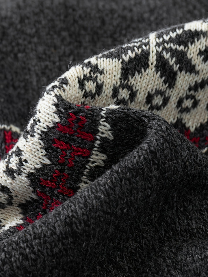 Reuben | Nordic-Pattern Zip Cardigan