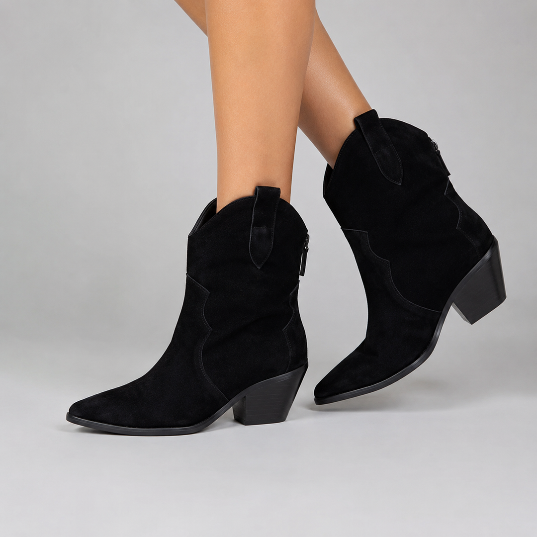 Willow | Pointed Western Ankle Boots