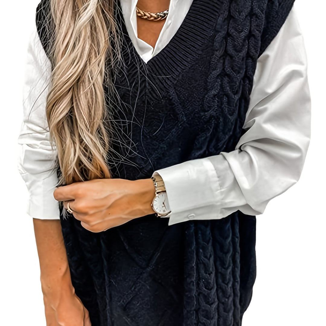 Vivian | Cable-Knit V-Neck Sweater Vest