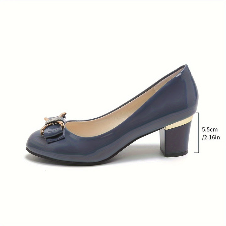 Vivian | Elegant Bow Block-Heel Pumps