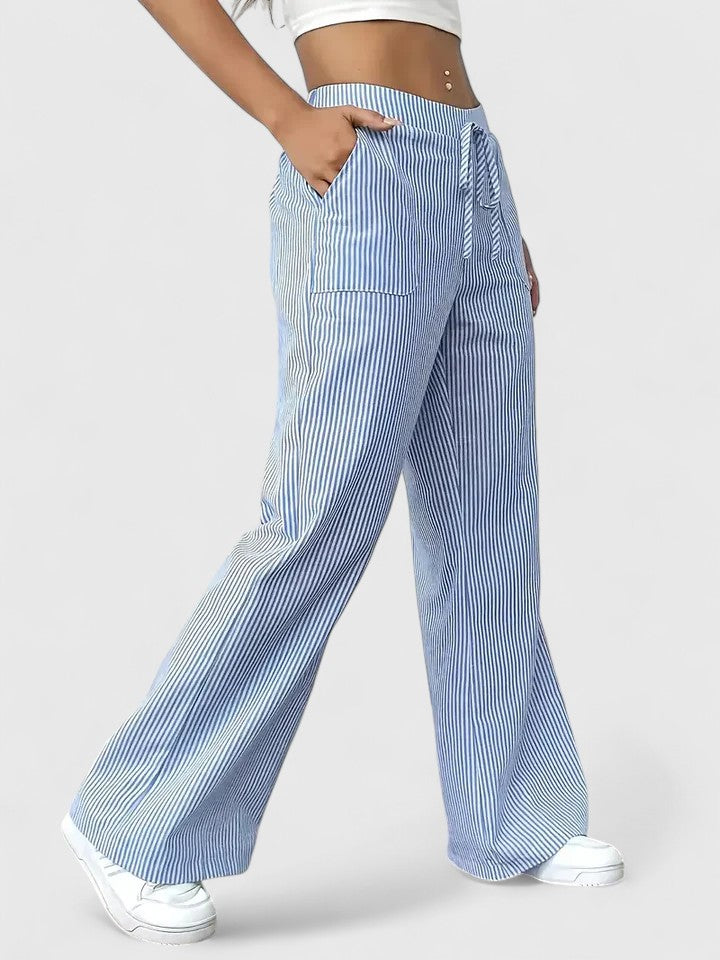 Dorothea | Fine-Stripe Wide-Leg Trousers