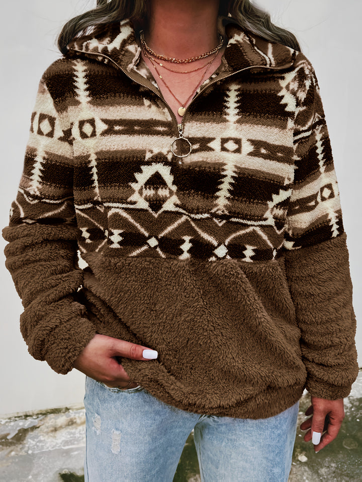Coralie | Aztec-Pattern Half-Zip Pullover