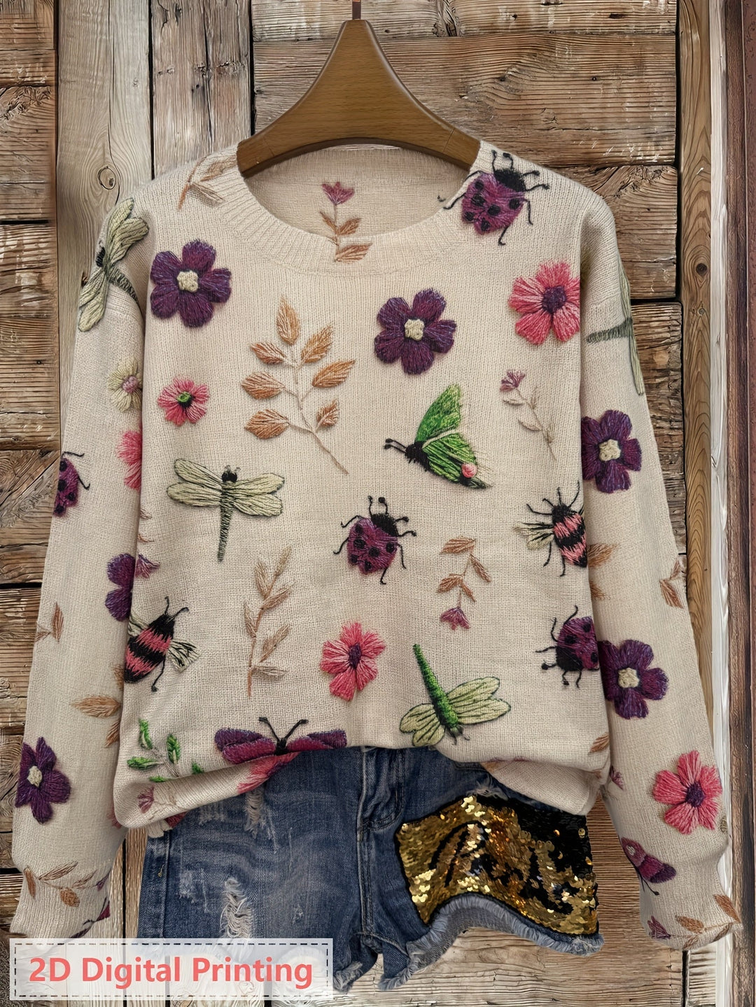 Sylvia | Embroidered Botanical Crewneck Jumper